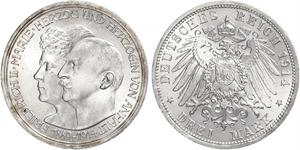 3 Mark Anhalt-Dessau (1603 -1863) Plata Federico II de Anhalt(1856 – 1918)