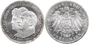 3 Mark Anhalt-Dessau (1603 -1863) Plata Federico II de Anhalt(1856 – 1918)