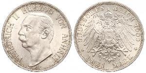3 Mark Anhalt-Dessau (1603 -1863) Plata Federico II de Anhalt(1856 – 1918)