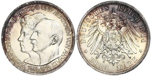 3 Mark Anhalt-Dessau (1603 -1863) Plata Federico II de Anhalt(1856 – 1918)