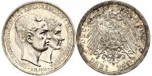 3 Mark Ducado de Brunswick (1815 - 1918) Plata Ernesto Augusto III de Hannover (1887 - 1953)
