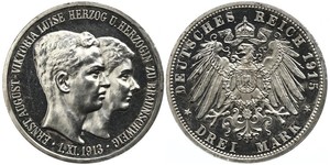 3 Mark Ducado de Brunswick (1815 - 1918) Plata Ernesto Augusto III de Hannover (1887 - 1953)
