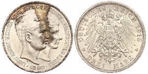 3 Mark Ducado de Brunswick (1815 - 1918) Plata Ernesto Augusto III de Hannover (1887 - 1953)