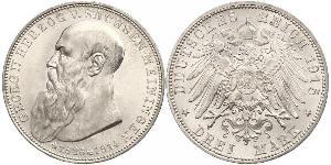 3 Mark Ducado de Sajonia-Meiningen (1680 - 1918) Plata Jorge II de Sajonia-Meiningen