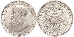 3 Mark Ducado de Sajonia-Meiningen (1680 - 1918) Plata Jorge II de Sajonia-Meiningen