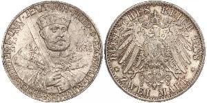 3 Mark Ducado de Sajonia-Weimar-Eisenach (1809 - 1918) Plata 