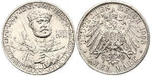 3 Mark Ducado de Sajonia-Weimar-Eisenach (1809 - 1918) Plata 