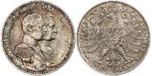 3 Mark Ducado de Sajonia-Weimar-Eisenach (1809 - 1918) Plata Guillermo Ernesto de Sajonia-Weimar-Eisenach