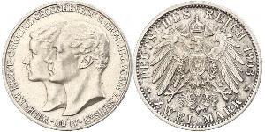 3 Mark Ducado de Sajonia-Weimar-Eisenach (1809 - 1918) Plata Guillermo Ernesto de Sajonia-Weimar-Eisenach