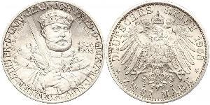 3 Mark Ducado de Sajonia-Weimar-Eisenach (1809 - 1918) Plata 