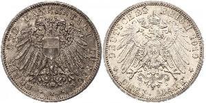 3 Mark Free City of Lübeck Plata 