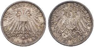 3 Mark Free City of Lübeck Plata 