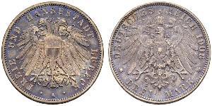 3 Mark Free City of Lübeck Plata 