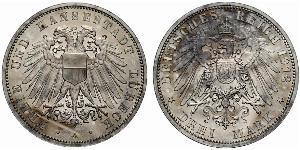 3 Mark Free City of Lübeck Plata 