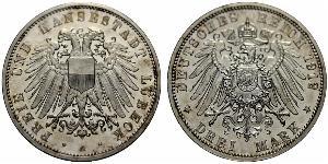 3 Mark Free City of Lübeck Plata 