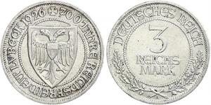 3 Mark Free City of Lübeck Plata 