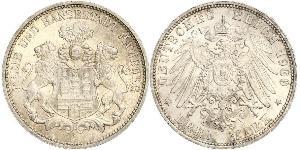 3 Mark Hamburgo / States of Germany Plata 