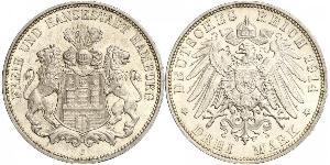 3 Mark Hamburgo / States of Germany Plata 