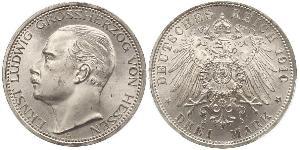 3 Mark Hesse-Darmstadt (1806 - 1918) Plata Ernesto Luis de Hesse-Darmstadt (1868 - 1937)