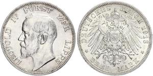 3 Mark Principado de Lippe (1123 - 1918) Plata Leopoldo IV de Lippe