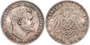 3 Mark Principado de Reuss (línea mayor) (1778 - 1918) Plata Enrique XXIV de Reuss-Greiz