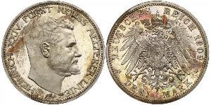 3 Mark Principado de Reuss (línea mayor) (1778 - 1918) Plata Enrique XXIV de Reuss-Greiz