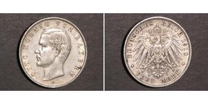 3 Mark Reino de Baviera (1806 - 1918) Plata Otón I de Baviera(1848 – 1916)