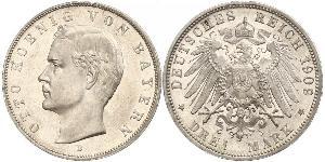 3 Mark Reino de Baviera (1806 - 1918) Plata Otón I de Baviera(1848 – 1916)