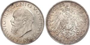 3 Mark Reino de Baviera (1806 - 1918) Plata Luis III de Baviera (1845 – 1921)