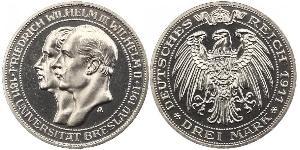 3 Mark Reino de Prusia (1701-1918) Plata Federico Guillermo III de Prusia (1770 -1840)