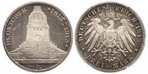 3 Mark Reino de Sajonia (1806 - 1918) Plata 