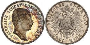 3 Mark Reino de Sajonia (1806 - 1918) Plata Federico Augusto III de Sajonia (1865-1932)
