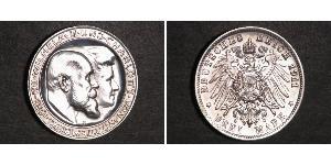 3 Mark Reino de Wurtemberg (1806-1918) Plata Wilhelm II, German Emperor (1859-1941)