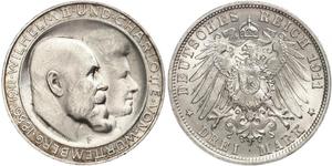 3 Mark Reino de Wurtemberg (1806-1918) Plata Wilhelm II, German Emperor (1859-1941)