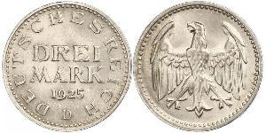 3 Mark República de Weimar (1918-1933) Plata 