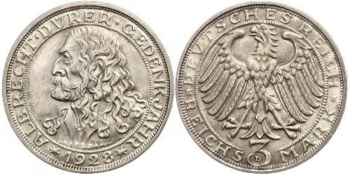 3 Mark República de Weimar (1918-1933) Plata 