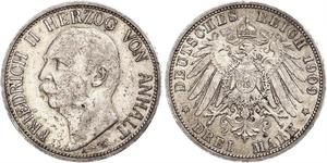 3 Mark Anhalt-Dessau (1603 -1863) Silber Friedrich II. (Anhalt)(1856 – 1918)