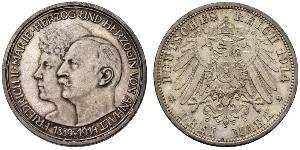 3 Mark Anhalt-Dessau (1603 -1863) Silber Friedrich II. (Anhalt)(1856 – 1918)