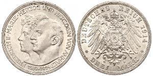 3 Mark Anhalt-Dessau (1603 -1863) Silber Friedrich II. (Anhalt)(1856 – 1918)