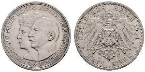 3 Mark Anhalt-Dessau (1603 -1863) Silber Friedrich II. (Anhalt)(1856 – 1918)