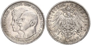 3 Mark Anhalt-Dessau (1603 -1863) Silber Friedrich II. (Anhalt)(1856 – 1918)