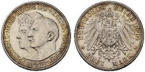 3 Mark Anhalt-Dessau (1603 -1863) Silber Friedrich II. (Anhalt)(1856 – 1918)