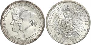3 Mark Anhalt-Dessau (1603 -1863) Silber Friedrich II. (Anhalt)(1856 – 1918)