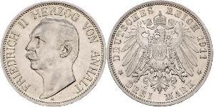 3 Mark Anhalt-Dessau (1603 -1863) Silber Friedrich II. (Anhalt)(1856 – 1918)