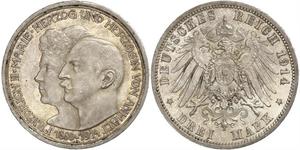 3 Mark Anhalt-Dessau (1603 -1863) Silber Friedrich II. (Anhalt)(1856 – 1918)