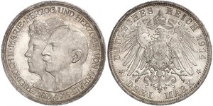 3 Mark Anhalt-Dessau (1603 -1863) Silber Friedrich II. (Anhalt)(1856 – 1918)