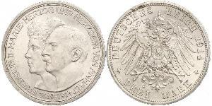 3 Mark Anhalt-Dessau (1603 -1863) Silber Friedrich II. (Anhalt)(1856 – 1918)