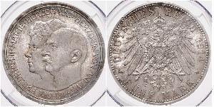 3 Mark Anhalt-Dessau (1603 -1863) Silber Friedrich II. (Anhalt)(1856 – 1918)