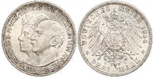3 Mark Anhalt-Dessau (1603 -1863) Silber Friedrich II. (Anhalt)(1856 – 1918)