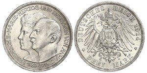 3 Mark Anhalt-Dessau (1603 -1863) Silber Friedrich II. (Anhalt)(1856 – 1918)